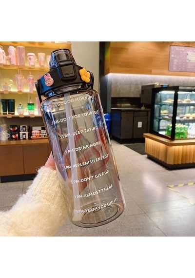Büyük Kapasiteli Sızdırmaz Taşınabilir Su Şişesi 2000 Ml - Siyah