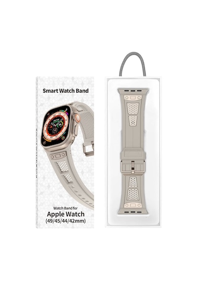 Watch Ultra 49mm Redclick Krd-117 Hava Alabilen Delikli Metal Desenli Silikon Kordon