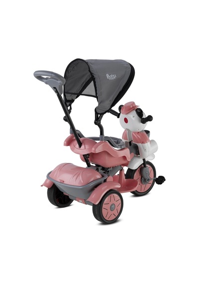 Babyhope 127 Lıttle Panda Üç Teker Kontrollü Bebek Bisikleti Pastel Pembe Çok Renkli