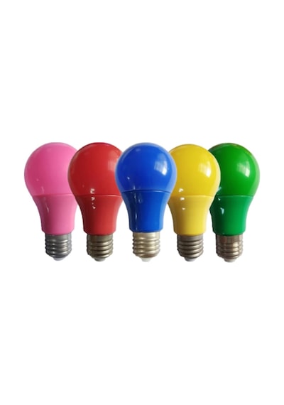 10 Watt Kırmızı-Mavi-Yeşil-Sarı-Pembe Işık Led Ampul E27 Duylu