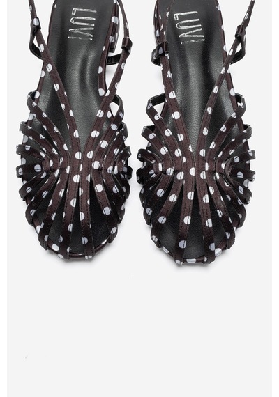 Luvi Shoes Lıss Siyah Beyaz Puantiyeli Kadın Sandalet