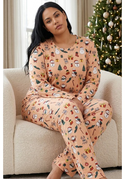 Siyah İnci Pamuklu Likralı Büyük Beden Battal Boy Örme Pijama Takım26240920 Çok Renkli Siyah İnci Pamuklu Likralı Büyük Beden Battal Boy Örme Pijama Takım26240920 Çok Renkli