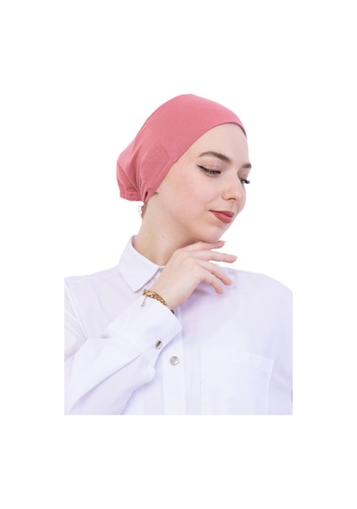 Modish Group Pratik Bone Pamuklu Tesettür İç Bone, Başörtüsü İçin Hazır Viskon Şapka, Namaz Günlük Kullanım İçin Gül Kurusu