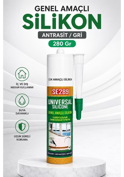 Antrasit Gri Genel Çok Amaçlı Silikon 280 Gr Güçlü Yapıştırıcı Suya Dayanıklı Çok Amaçlı Silikon