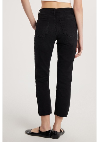 Tudors Kadın Regular Fit Cepli Geniş Paça Füme Jean Kot Pantolon-33899 Füme