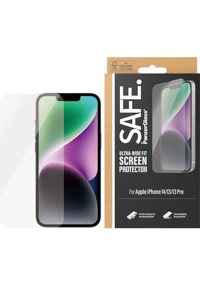 Safe. By Panzerglass Apple Uyumlu iPhone 14 13 13 Pro Ultra-wide Fit Tam Koruma Çerçeve Aparatlı Ekran Koruyucu