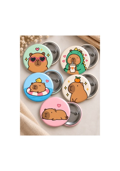 Capybara İğneli Yaka Rozeti 10 Adet Diğer