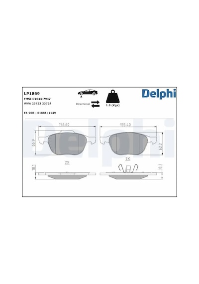 Ford Focus 2 On Fren Balatasi 1.6 2005-2012 Delphı Lp1869