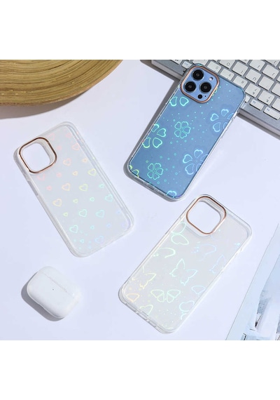Apple Uyumlu iPhone 13 Pro Kılıf Zore Sidney Desenli Sert Kapak Butterfly No2
