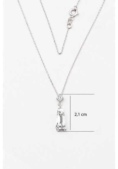 Beyaz Altın Sertifikalı Premium Created Taşlı 42 Cm Trapez Kesim Kolye