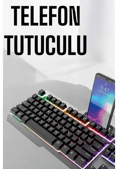 Hubrendy Tekno Oyuncu Klavyesi Q Klavye Rgb Işıklı Mouse Hediyeli 16589161