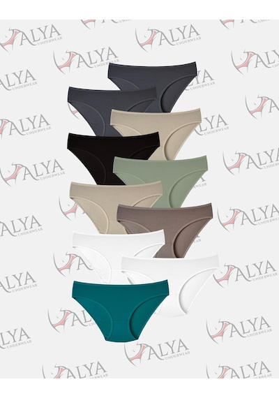 Alya Underwear Kadın Külot Basic Slip Renkli Pamuklu Iç Çamaşırı 10'lu Paket Multicolor-x32 Multicolor - X31