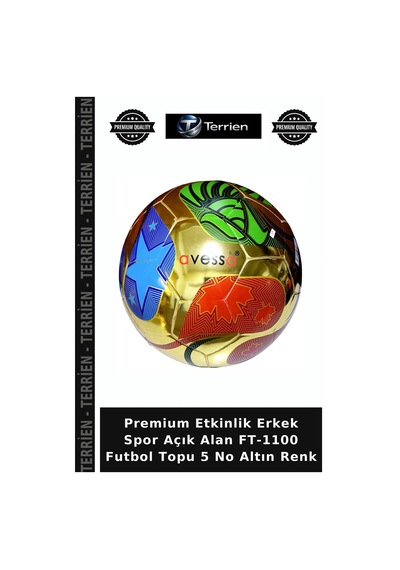 Premium Etkinlik Erkek Spor Açık Alan Ft-1100 Futbol Topu 5 No Altın Renk