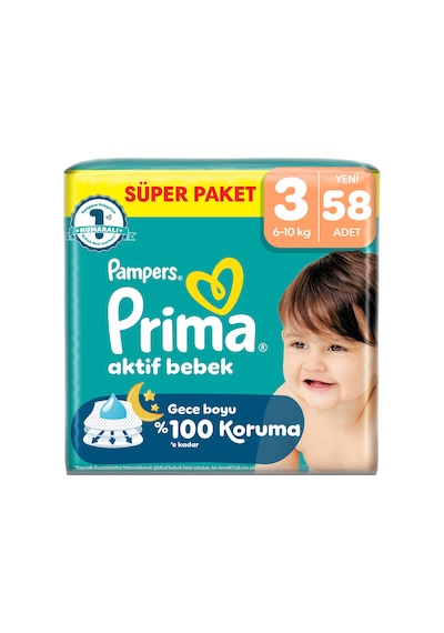 Prima Aktif Bebek Süper Paket 3 Beden 58'li 4'lü Paket