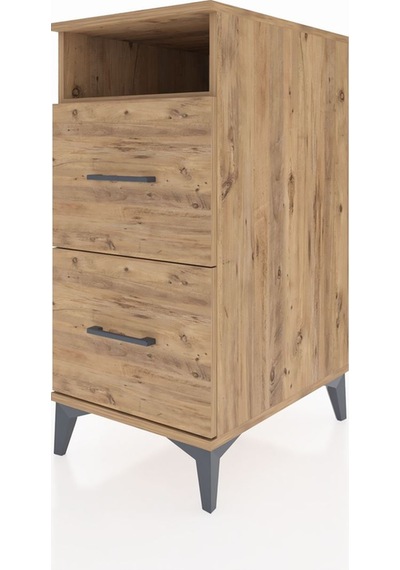 Kronos Komodin Tek Raflı 2 Çekmeceli 44x59x96 Çam-çam Çam