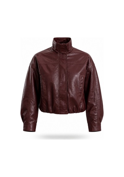 5in1Canpolat Bordo Suni Deri Bomber Ceket 100020