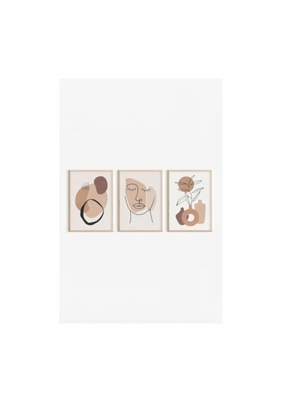 Gerçek Ahşap Çerçeveli 3 Parça 3d Poster Tablo Seti 0240-keçe-şekilli-48cm