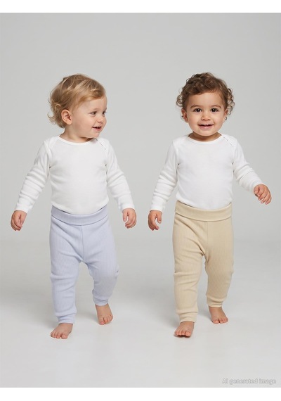 Minidamla Patiksiz Basic 2'li Set 3-12 Ay Tek Alt Bebe - Mavi
