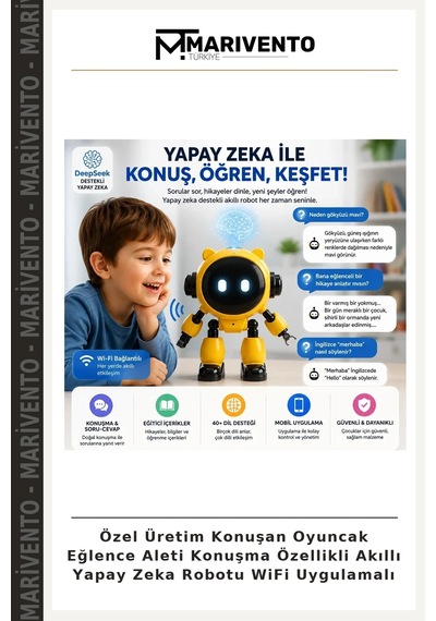 Özel Üretim Konuşan Oyuncak Eğlence Aleti Konuşma Özellikli Akıllı Yapay Zeka Robotu Wifi Uygulamalı