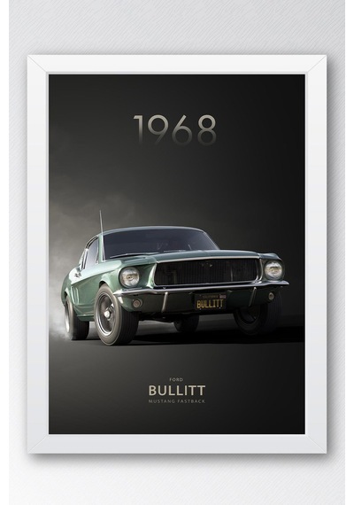 1968 Ford Bullitt Mustang Fastback Çerçeveli Tablo - Special Edition Car Poster