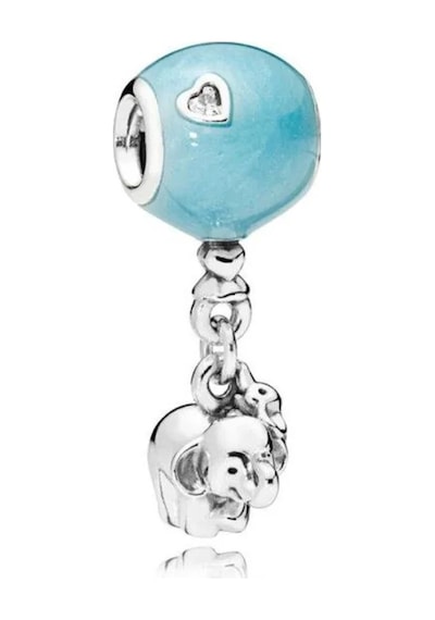 Fil Ve Mavi Balon Pandora Bilek İçin Gümüş Charm Mavi