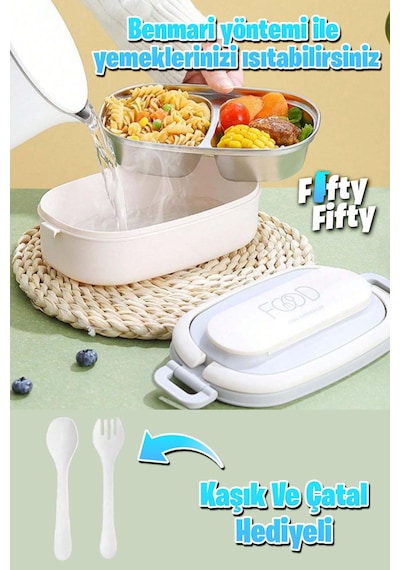 Vagonlife 1140 Ml 2 Kat Paslanmaz Çelik Çorba Kaseli Bento Lunch Box Yeni Nesil Sefer Tası -fflbox10403 Bej