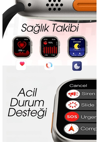 Wearfitpro Wearfit Hw Ultra 2 7 Kordonlu Akıllı Kol Saati Smart Watch Model:inç 49mm Amoled Ekran Gri
