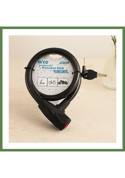 Bezos Çelik Tel Bisiklet & Motosiklet Kilidi 20mm X 100cm Anahtarlı Kapaklı Hb006 Çok Renkli
