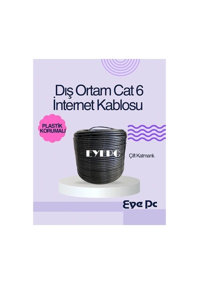 200 Metre Cat 6 Dış Ortam Internet Modem Kablosu Pc Uçları Takılı Test Edilmiş