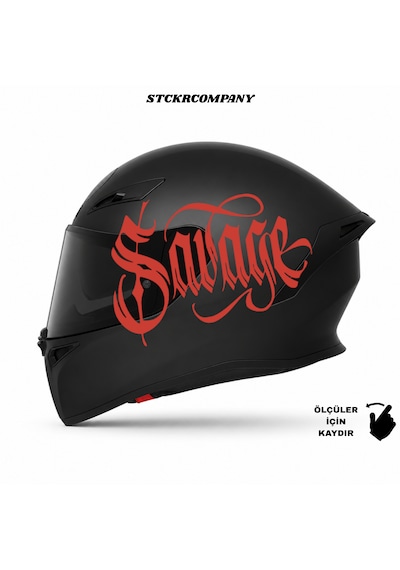 Savage Kask Sticker Motor Kaskı İçin Premium Yazı Sticker Kırmızı