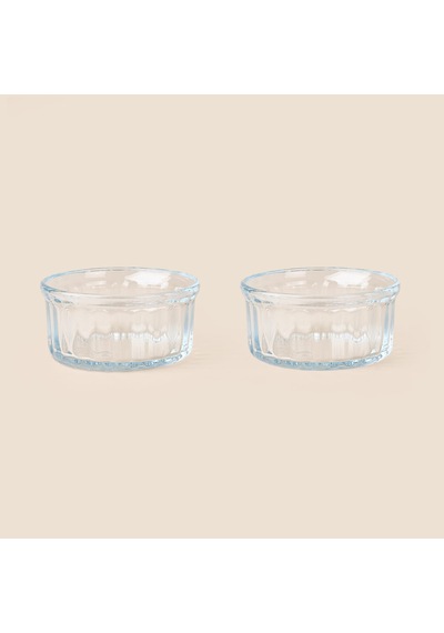Glass 2'li Cam Fırın Kabı - Şeffaf - 10 Cm Çok Renkli