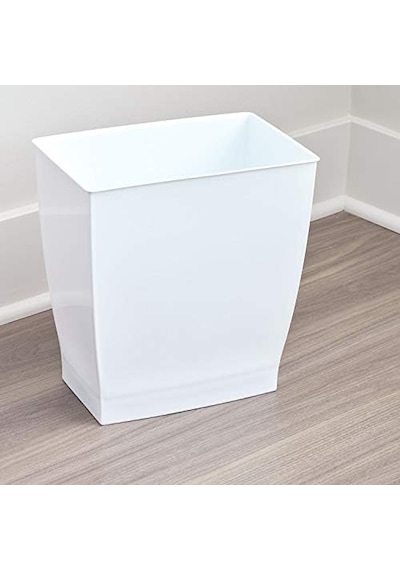 White - Mono Wastebasket Trash Can - Rectangular, White Siyah