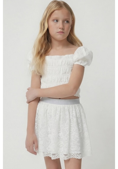 Fesshera Kids Kız Çocuk Etek Dantelli Beli Lastikli Ve Simli Şık Tasarım Özel Gün Ve Bayramlık 29 Ekim , 23 Nisan Beyaz Fesshera Kids Kız Çocuk Etek Dantelli Beli Lastikli Ve Simli Şık Tasarım Özel Gün Ve Bayramlık 29 Ekim , 23 Nisan Beyaz