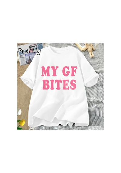 Tarzsokak Benim Gf Isırıkları Tshirt Komik Erkek Kız Arkadaşı T-shirt Çift Pamuk Kısa Kollu Tees Moda Y 2901 Beyaz