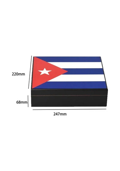 Cuban Flag Desen Puro Kutusu Humidor İçi Magnetli Siyah 20s