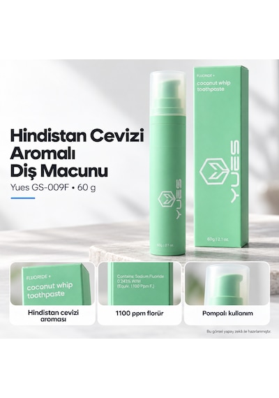 Yues Hindistan Cevizi Aromalı Florürlü Pompalı Diş Macunu 60 G Beyazlatma