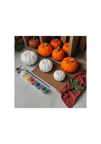 Pumpkin Kabak 3 Boy Büyük Orta Ve Küçük Boy Boyama Seti Taş Tozu Halloween