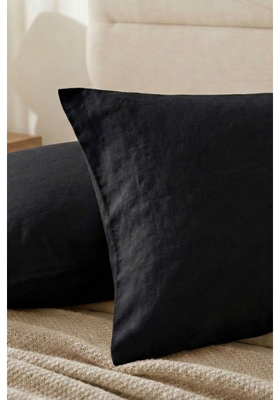 2 Li Siyah Yastık Kılıfı Seti 50x70 Cm Yumuşak Dokulu Pamuklu Ranforce