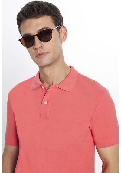 Tudors Erkek Slim Fit Dar Kesim Pamuklu Yumuşak Dokulu Serin Tutan Kumaş Düz Pike Nar Polo Yaka Tişört-31624-nar Nar