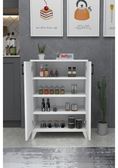 Bofigo 4 Raflı Çok Amaçlı Dolap Çok Amaçlı Mutfak Dolabı Banyo Dolabı Ceren Beyaz