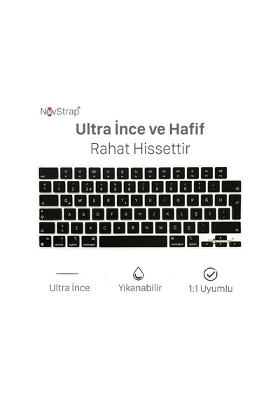 Novstrap Apple Uyumlu Macbook Neo 13 İnç A18 Çip A3404 İle Türkçe Q Klavye Koruyucu Siyah Kılıf Siyah