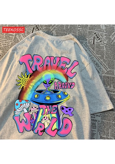 Noıssey Urban Pop Graphic Kadın Tişört Koleksiyonukod 5165 Gri