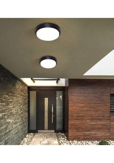 Balkon Lambası Teras Lambası Artos 15w Yuvarlak Siyah Banyo Lambası 6400k Beyaz Işık Tavan Lamb