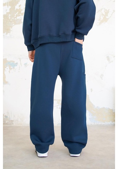 Lacivert Cozy Basic Pileli Baggy Eşofman Lacivert