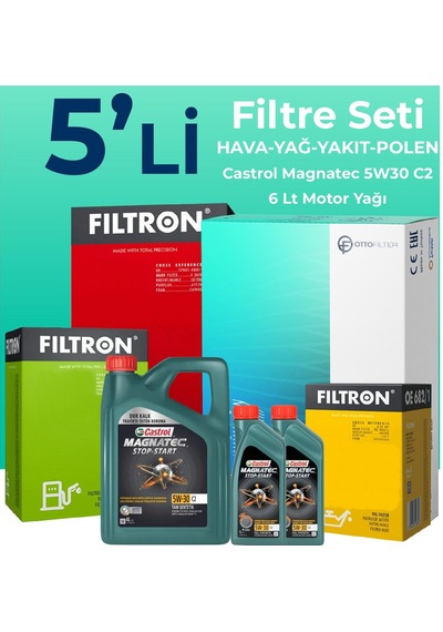 Filtron Range Rover Vogue 3.0 Dizel Castrol Motor Yağlı Filtre Bakım Seti 2017-2021 5li