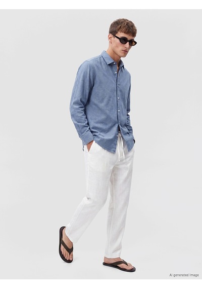 Lcw Vision Mavi Regular Fit Armürlü Erkek Gömlek