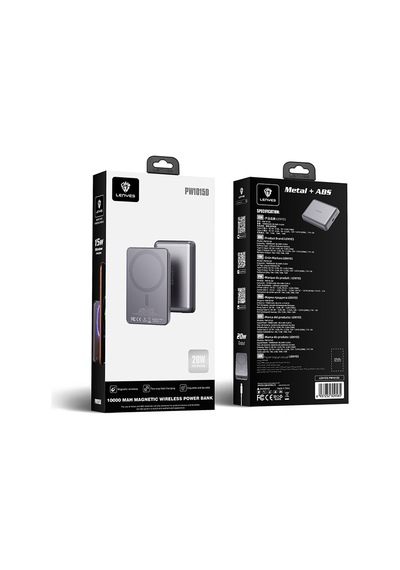 Lenyes Pw1015d Ultra İnce Led Göstergeli Wireless Powerbank 15w 10000mah Gri