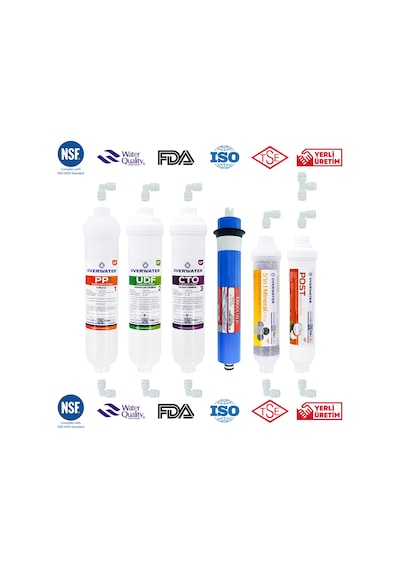 OverWater Kapalı Kasa Su Arıtma Cihazı 6 Lı Inline Filtresi Seti 10 Aşamalı Özel Sarım Membran Filtre