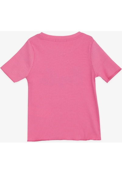 Breeze Kız Çocuk Crop Tişört Nakışlı Yazı Baskılı 8-14 Yaş, Fuşya-fuşya Fuşya