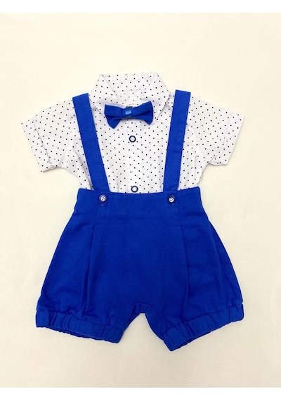 Minaz Baby Mavi Papyonlu Üçlü Takım Mavi